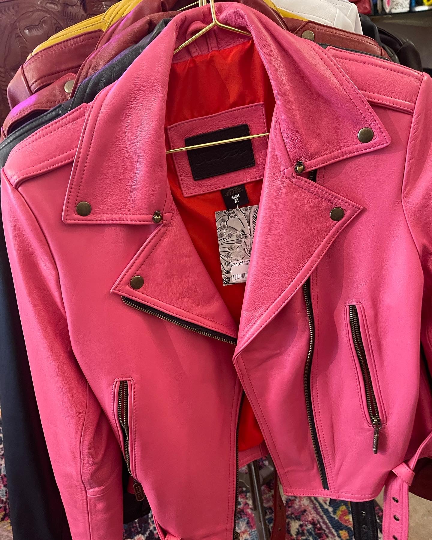 Bright pink online moto jacket